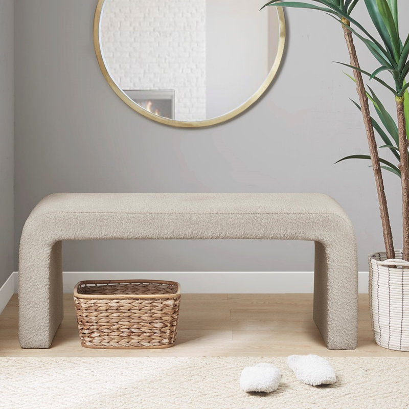 Banc Modern Minimalis, Crème, crème, H 18 po x l 42 po x P 16 po