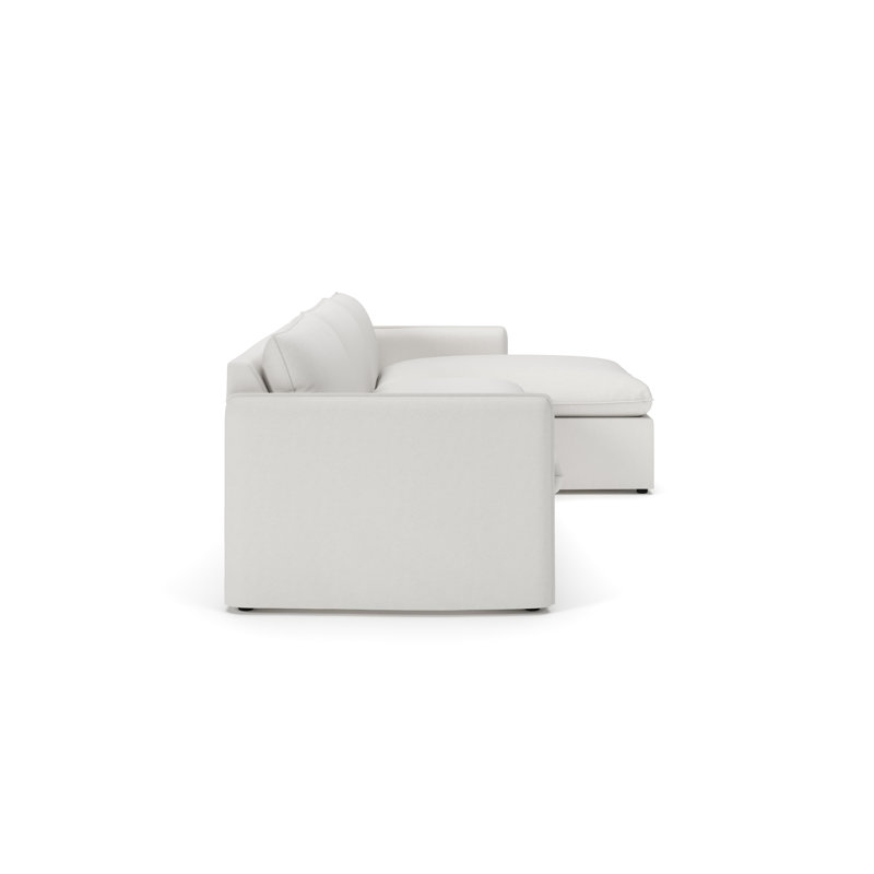 Canapé modulaire 2 pièces Bellatrix, Tissage natté lin Drusky Sustain®, Orienté à droite