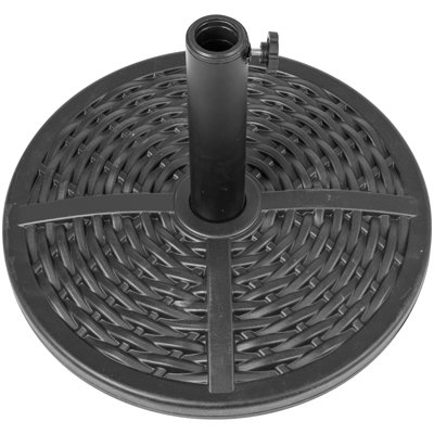  26.4 Lbs PE Free Standing Patio Umbrella Base with Concrete Cast & Iron tube, Outdoor Heavy Duty Umbrella Stand For Garden, Deck Or Lawn, Black