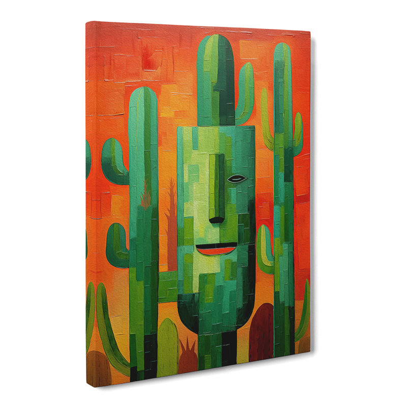 Cactus Cubism - Wrapped Canvas, 50cm H x 35cm W x 3cm D