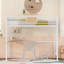 Lit mezzanine simple en métal avec bureau et tablette, blanc