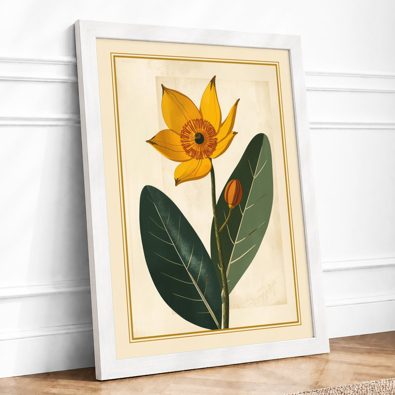 Single Stem In Gold Botanical - Print, A4 - 29.7 x 21.0 cm, White