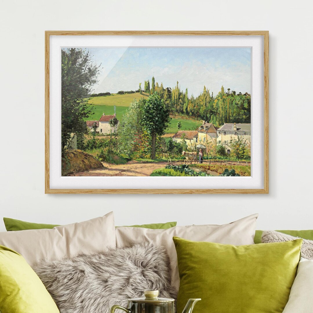 Gerahmtes Poster Small Village von Camille Pissarro