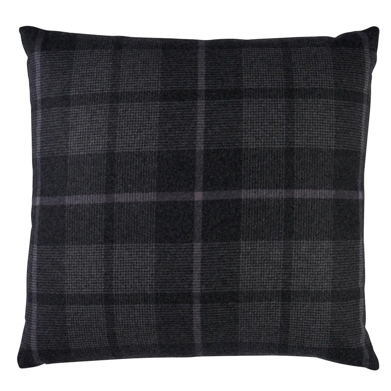 Montana Wool Plaid Pillow, 20" x 20", Oxford Gray