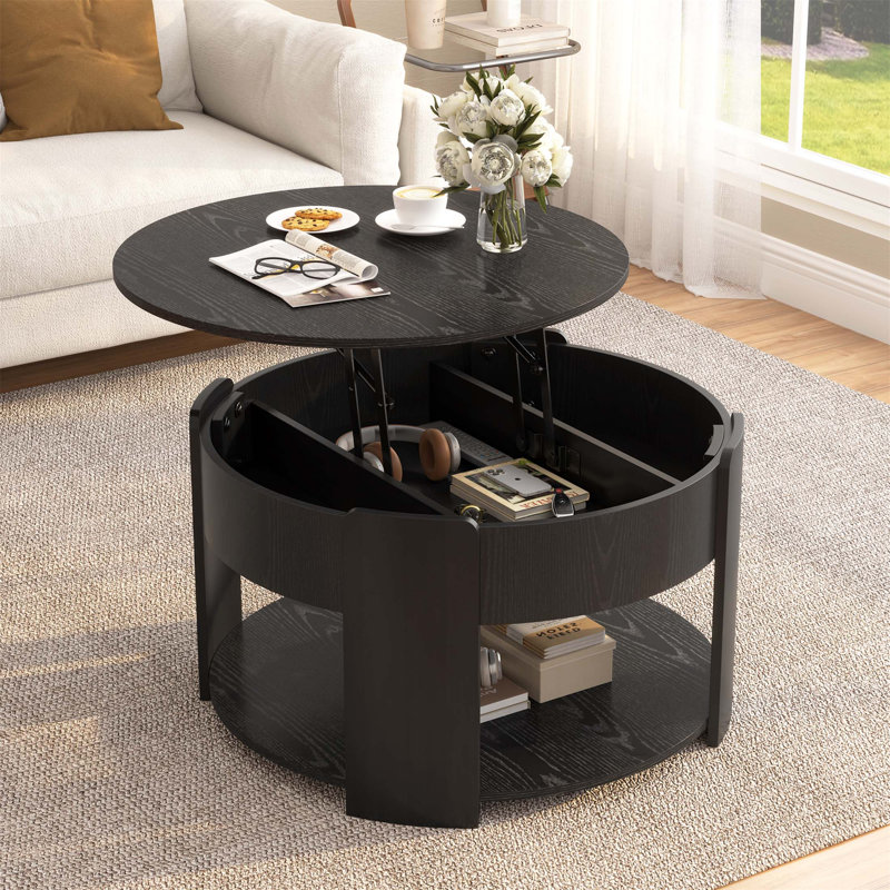 Table basse à plateau relevable Farmhouse, Black