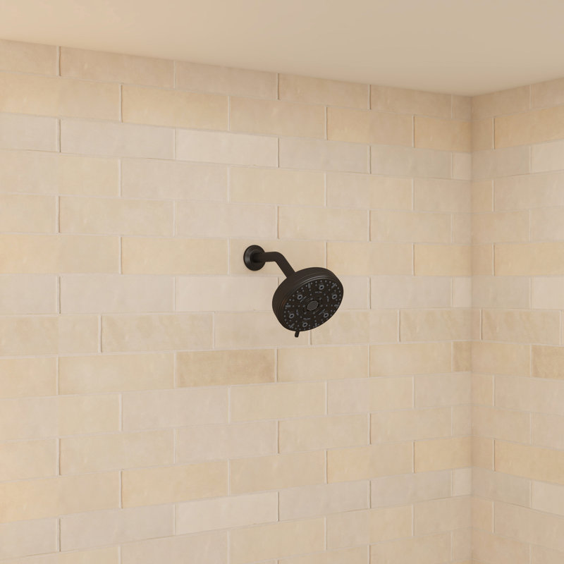 Pomme de douche ronde de remplacement 10 fonctions 5 pouces avec bras et bride, Noir mat