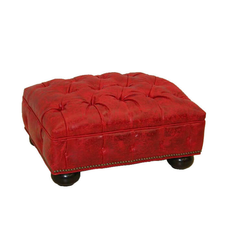 Ottoman, Bella Bone Performance Velvet, French Dark Cherry, Old Silver