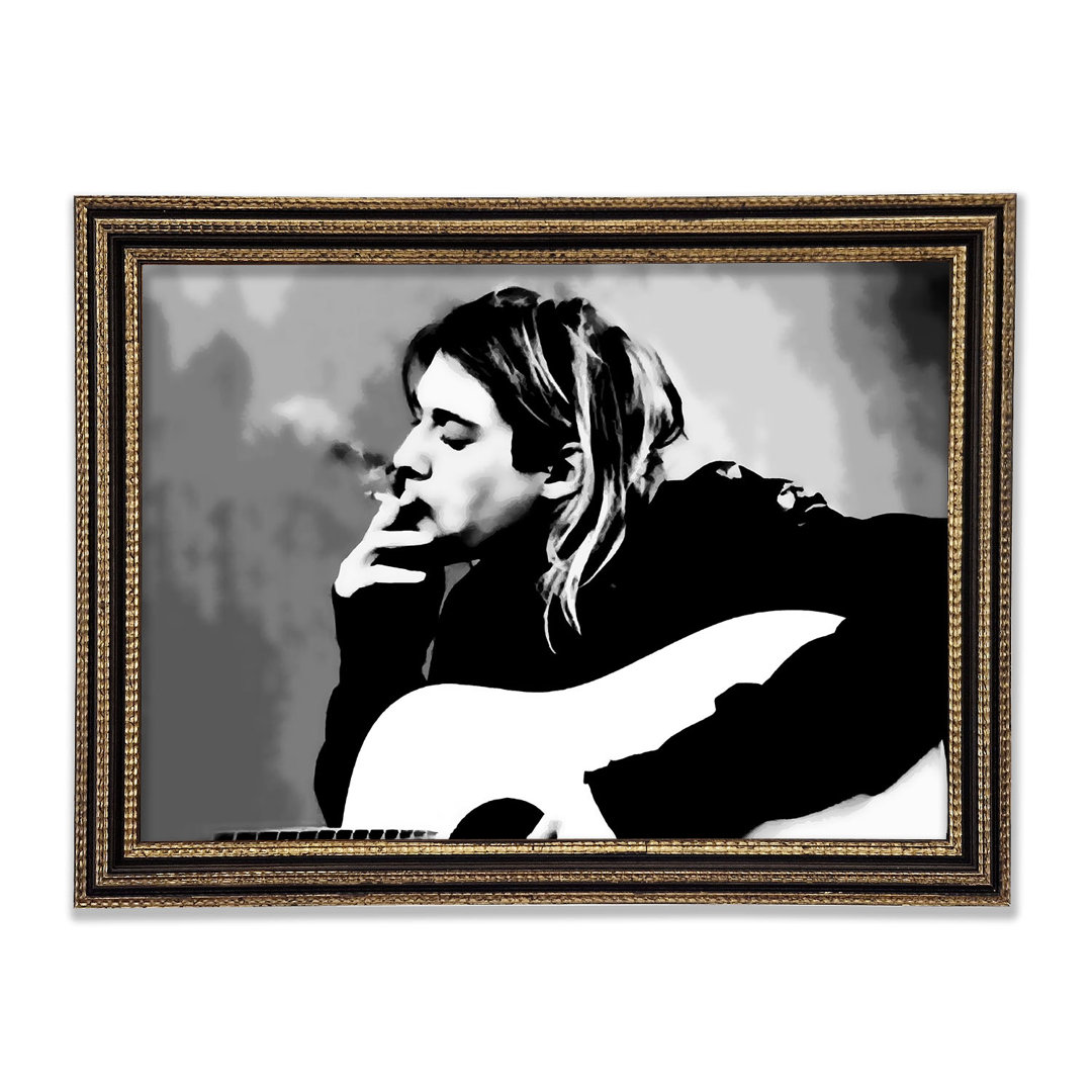 Kurt Cobain Guitar Smoke - Bilderrahmen Kunstdrucke