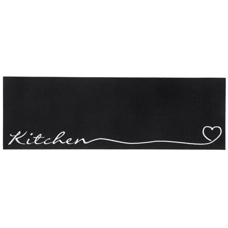 Kitchen runner - Kitchen runner non-slip short pile kitchen rug washable for Kitchen - Black