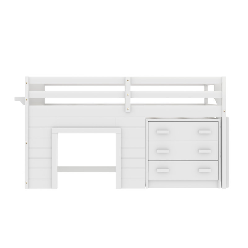 Lit mezzanine simple avec tiroir Gerick, Blanc