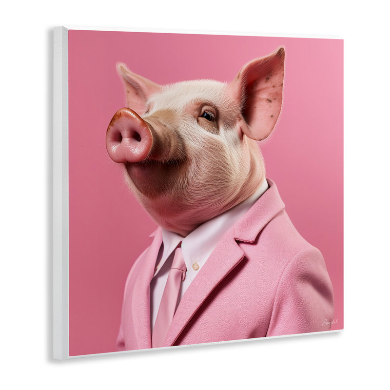 Az-151, cadre cochon rose de Roozbeh, H 12 po x l 12 po x P 0,5 po