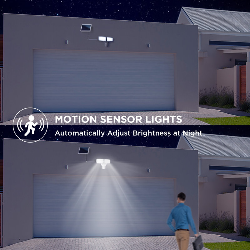 2 - Head LED Solar Powered Outdoor Security Flood Light with Motion Sensor