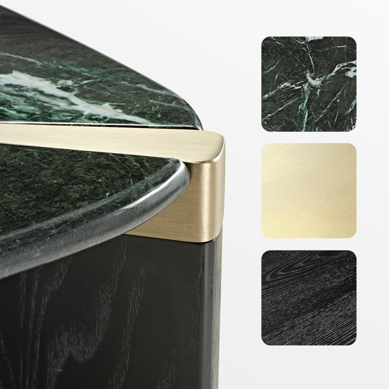 Modern  Green Marble Coffee Table Set With Side Table