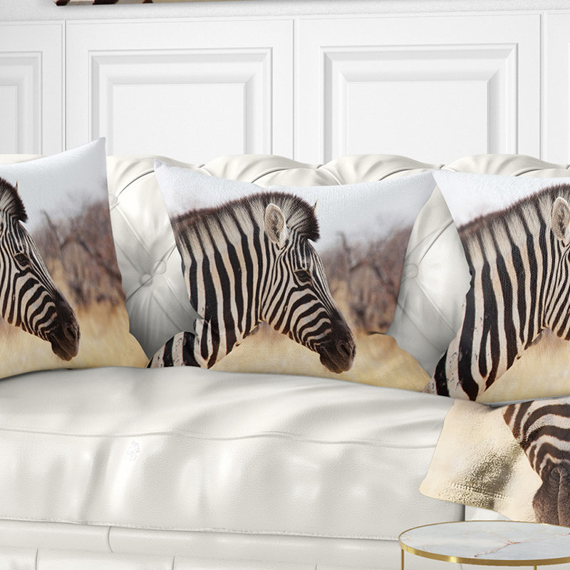 Magnifique zèbre dans la forêt - coussin à imprimé animal, 16 po x 1 po, Carré