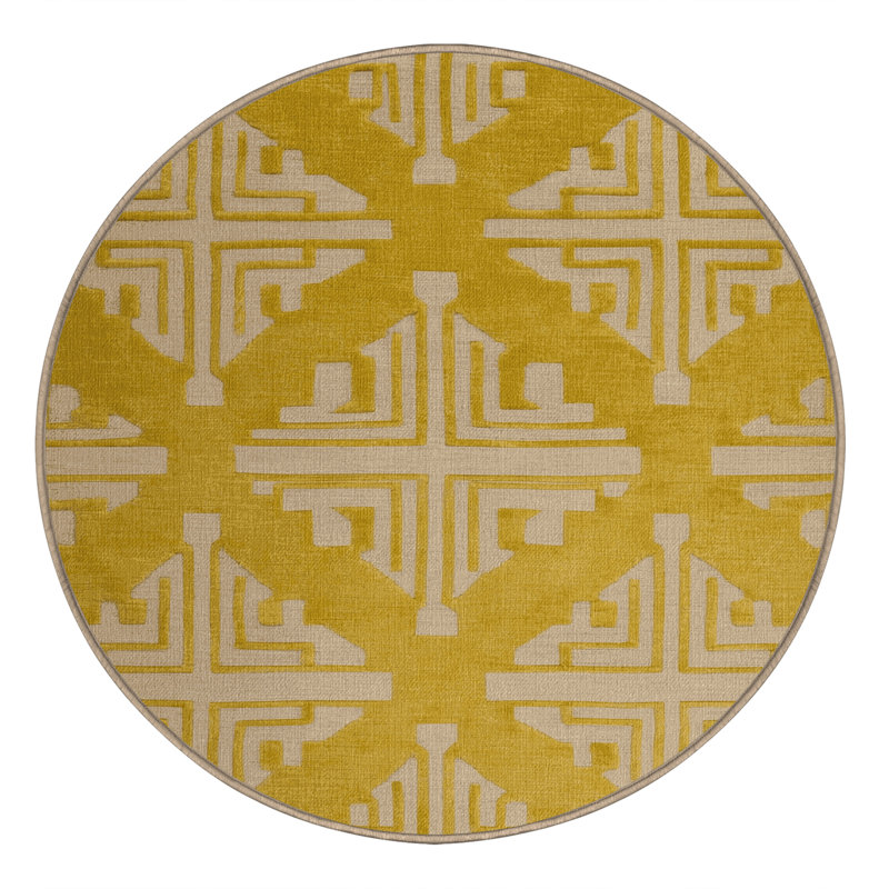 Machine Washable Trellis Brown Area Rug, Round 3'
