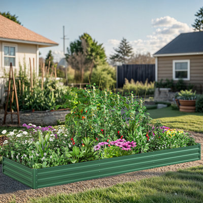  Green Metal Raised Garden Bed