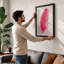 Solitary Pink Feather Minimalist - Framed Print-866496683-866496682