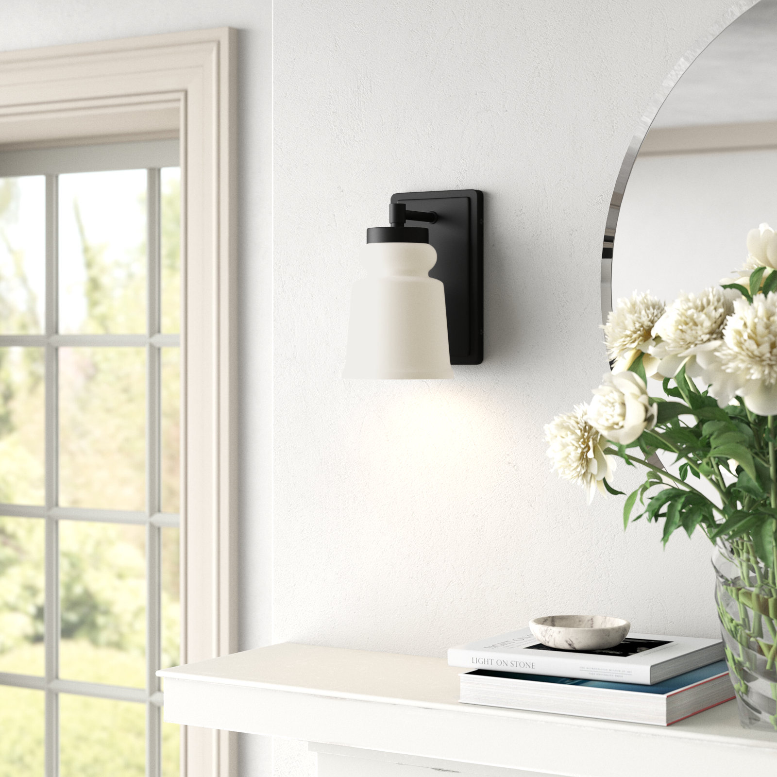 Grosseto Single Light Glass Dimmable Wall Sconces, Black