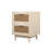 Rattan Nightstand, Wood End Table, Side Table with 2 Faux Rattan-Decorated Drawers, Bedside Table,Wood Accent Table with Storage for Livingroom, Bedroom,Burly wood