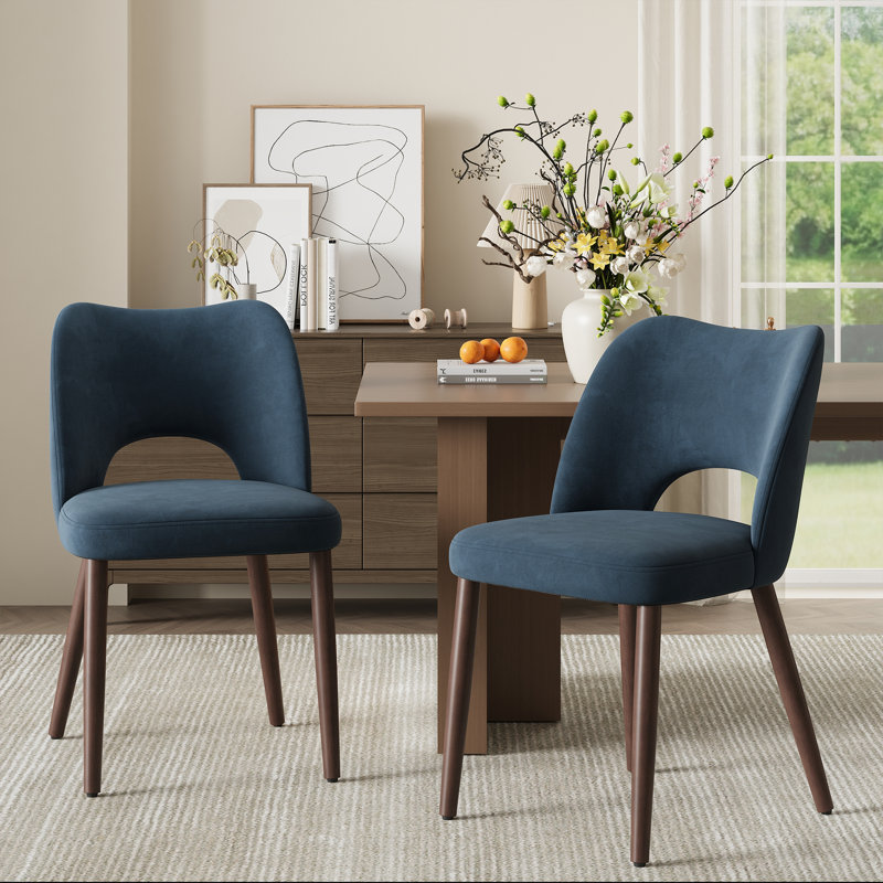 Chaise d'appoint rembourrée en velours avec pieds en bois Modern, Bleu