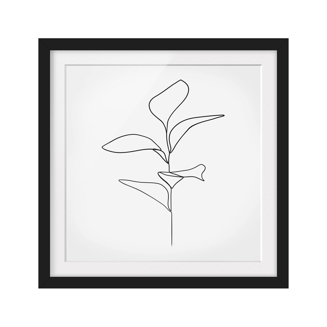 Gerahmtes Poster Line Art Plant Leaves