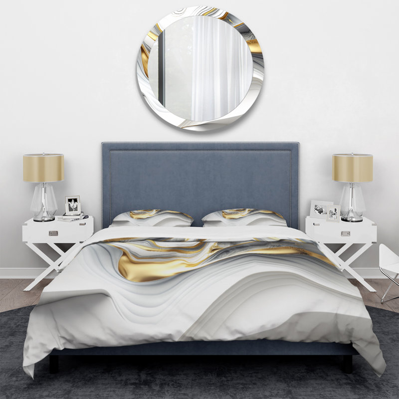 Ensemble de housse de couette en microfibre / polyester Abstract Geode Waves, Housse de couette pour très grand lit et 2 très
