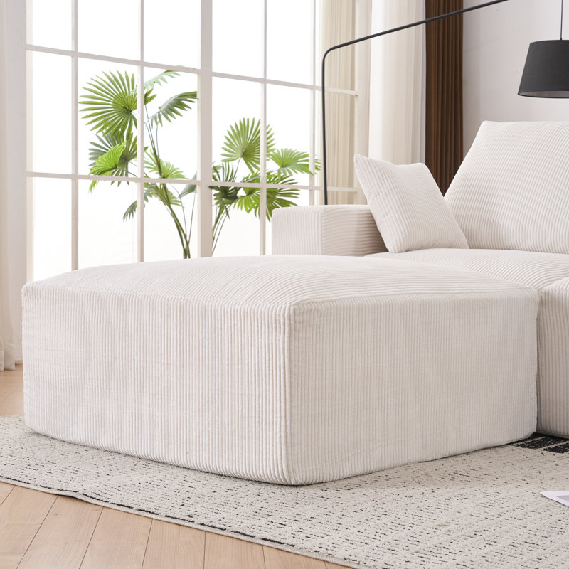 Canapé modulaire désossé en forme de nuage, canapé-lit gris en forme de U de 113 po, revêtement rembourré à compression, sans assemblage, fabrication entièrement en mousse pour un confort constant, velours côtelé luxueux, multifonctionnel