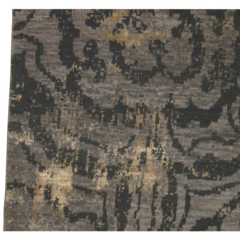 Hand Knotted Area Rug in Dark Gray