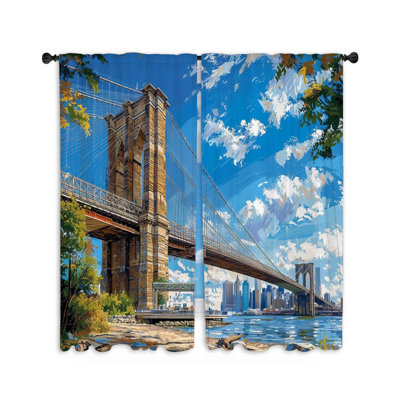 Brooklyn Bridge Landmark Room Darkening Curtain Pair