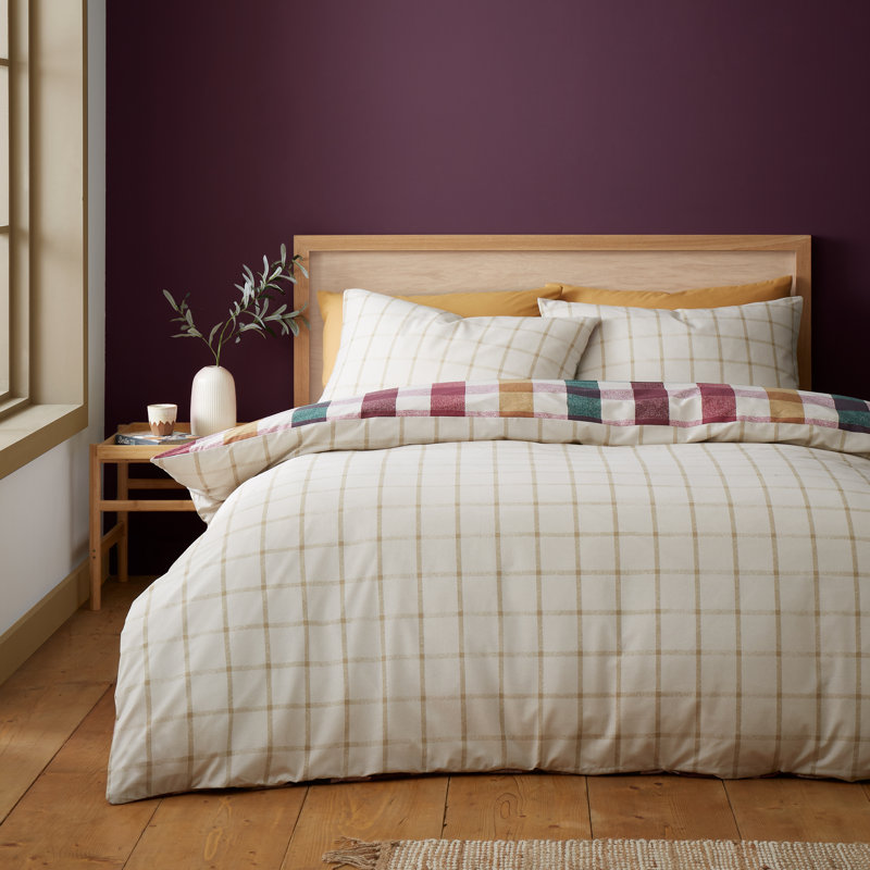 Autumn Check Reversible Duvet Cover Set, Double