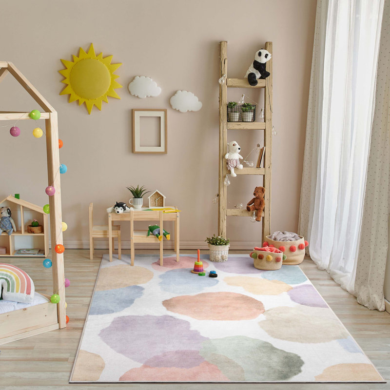 Tapis à pois multicolore, Rectangle 5 pi x 7 pi