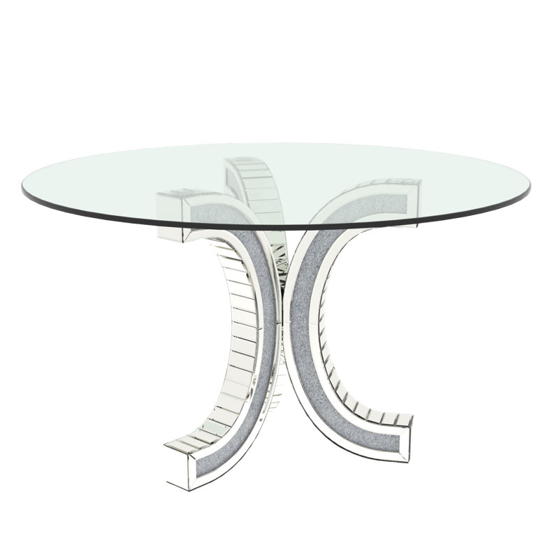 Table de salle à manger ronde 52 po avec plateau en verre trempé