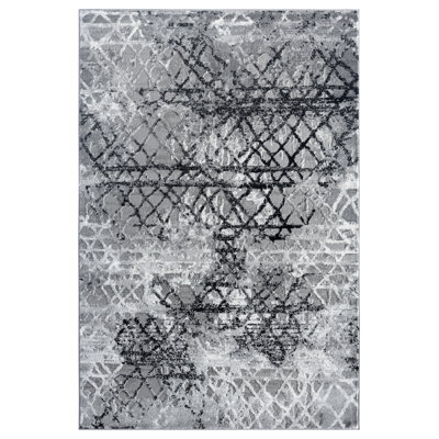 Tapis géométrique noir / gris
