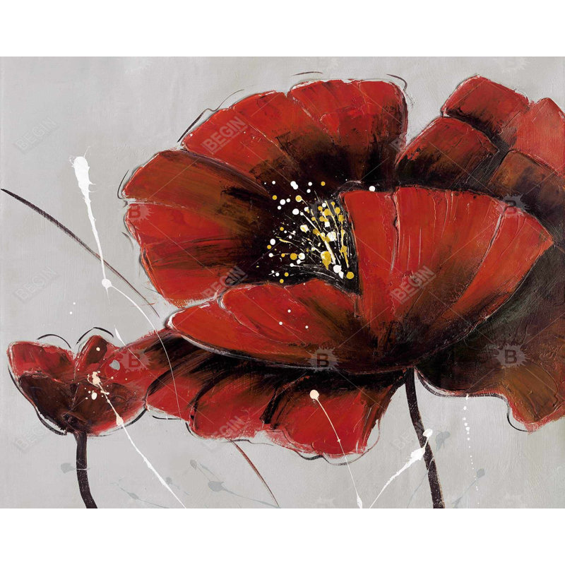 Red Poppy Flowers Print On Canvas