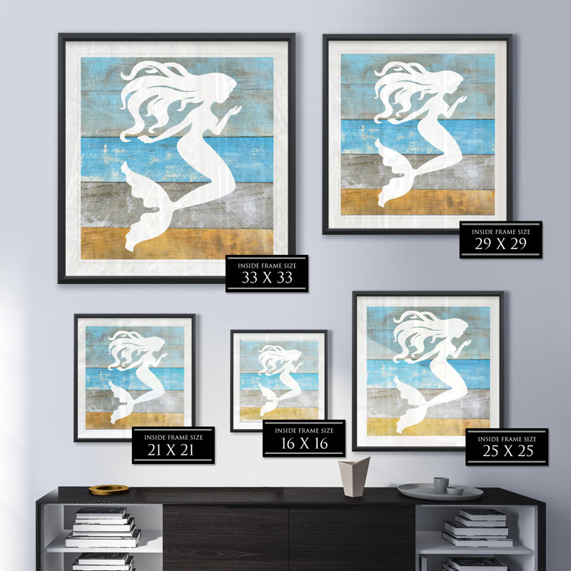 «Woodgrain Mermaid» - reproduction de cadre photo, H 30,5 po x l 30,5 po x P 1,5 po