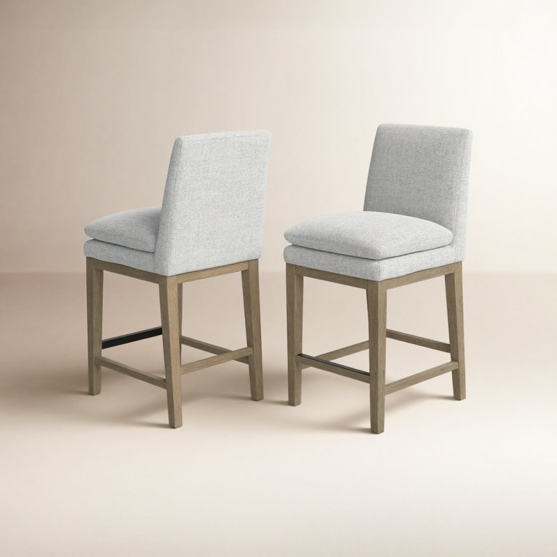 Tabouret de comptoir rembourré Bethea, Gris chiné
