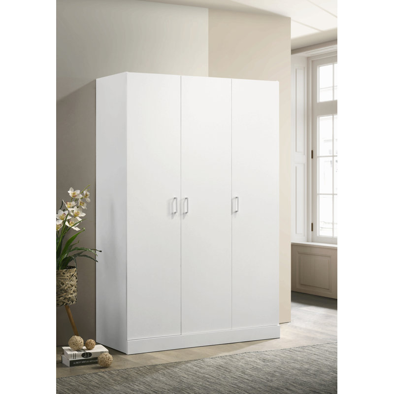 Armoire penderie 46 "à 3 portes 46" avec tablettes de rangement et tringle