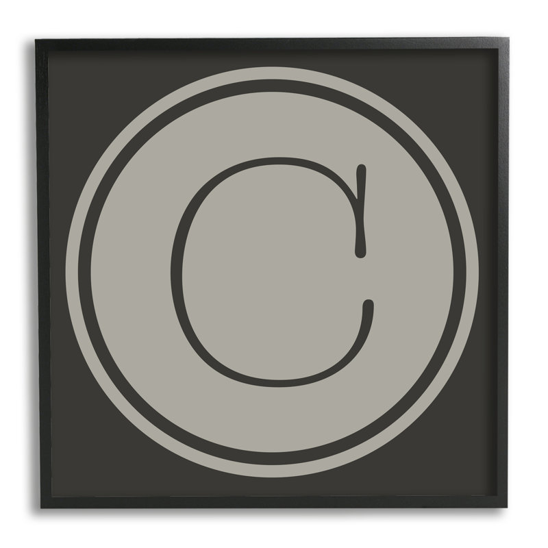 " Modern B Initial Round Elevator Key Shape " by Ziwei Li, Black Framed, 12" H x 12" W x 1.5" D