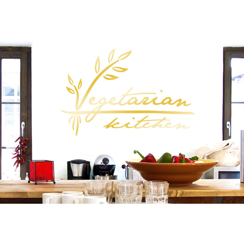 Vegetarian Kitchen Wall Sticker, Medium, Shiny Gold