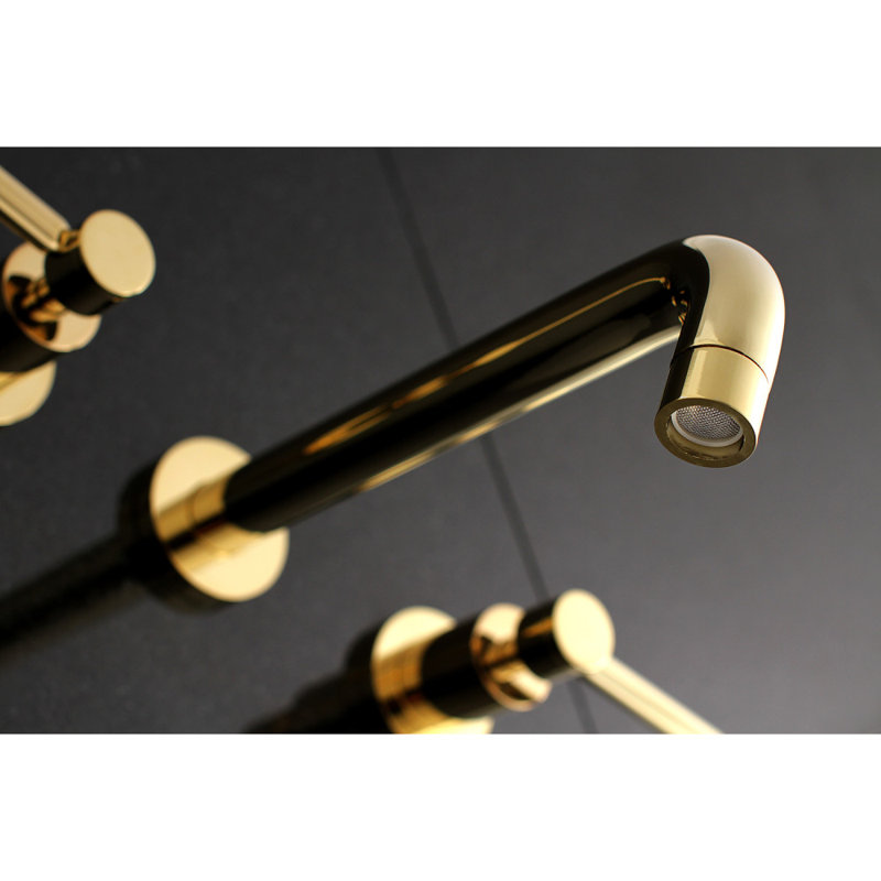 Kingston Brass Concord Two-Handle 3-Hole Wall Mount Roman Tub Faucet, Polished Brass