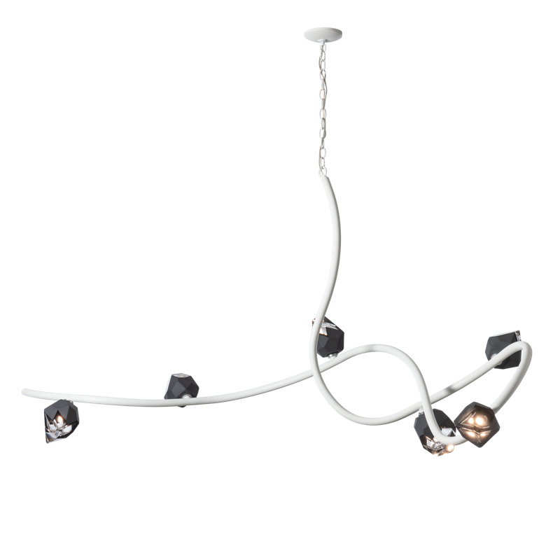 Glacier 6 - Light Unique/Statement Modern Linear Chandelier, White, Black