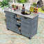 Chariot de barbecue pliable avec plateau en acier inoxydable, armoire à déchets, tablettes et roues réglables-126059427