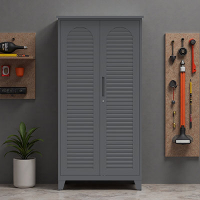 73'' Tall Metal Tool Storage Cabinet, With Ample Storage Space For Garage,Warehouse,Garden,Office, Living Room,Bathroom,Utility Room ( Slate )