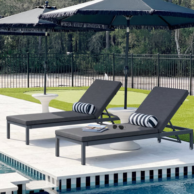 Ensemble de chaises longues inclinables de 77,5 po avec coussins Ayten