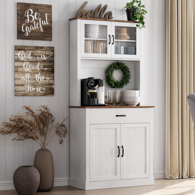 Kitchen Pantry Cabinet, Tall Kitchen Hutch Storage Cabinet With Microwave Stand, Freestanding Buffet Cabinet by ZACOO