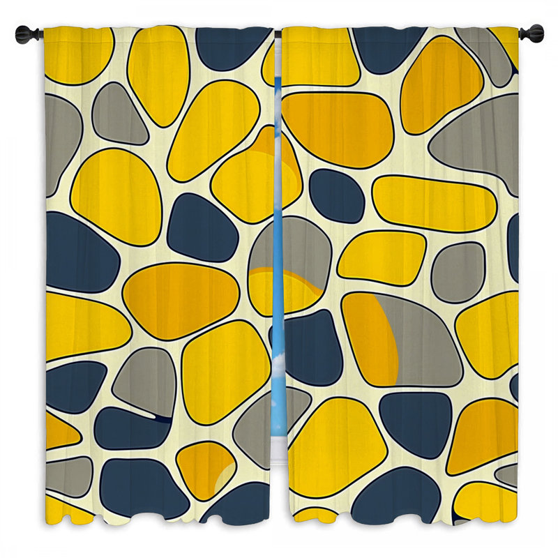 Rideaux de fenêtre à motifs géométriques abstraits et modernes - 2 panneaux, L 56 po x L 78 po