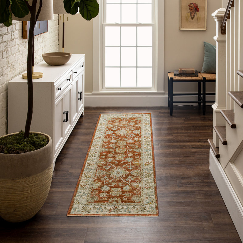 Iznik Oriental Gray/Brown Woven Area Rug, Runner 2'7" x 7'3"