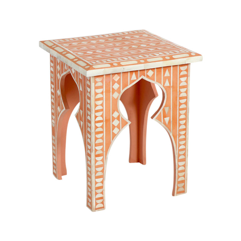 Solid Wood Accent Stool, Orange