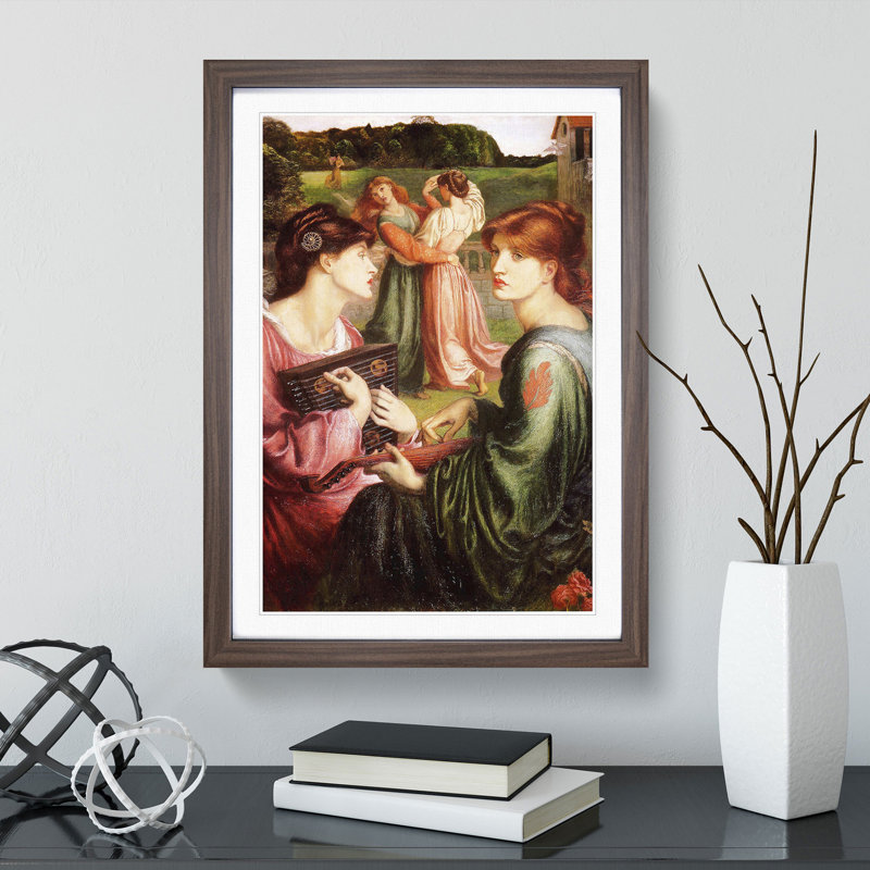 The Brower Meadow by Dante Gabriel Rossetti - Picture Frame Painting, Walnut Framed, 48cm H x 36cm W x 2cm D