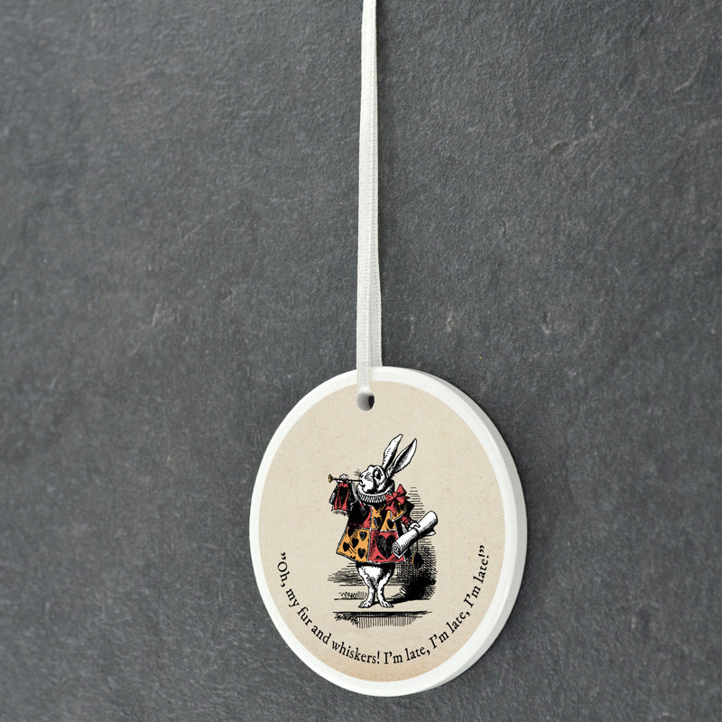 Oh My Fur and Whiskers Im Late Circle Shaped Ceramic Ornament Bauble